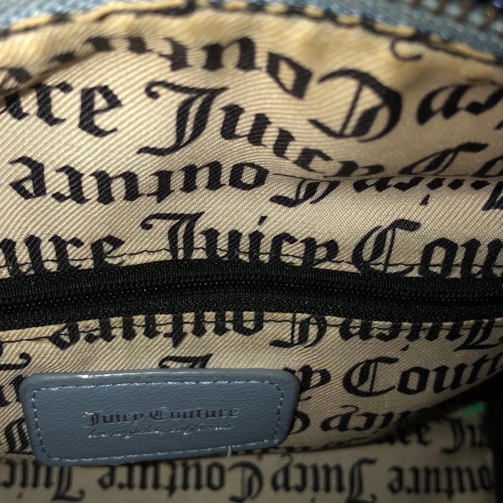 Juicy Couture Light Blue Rhinestone Logo Satchel